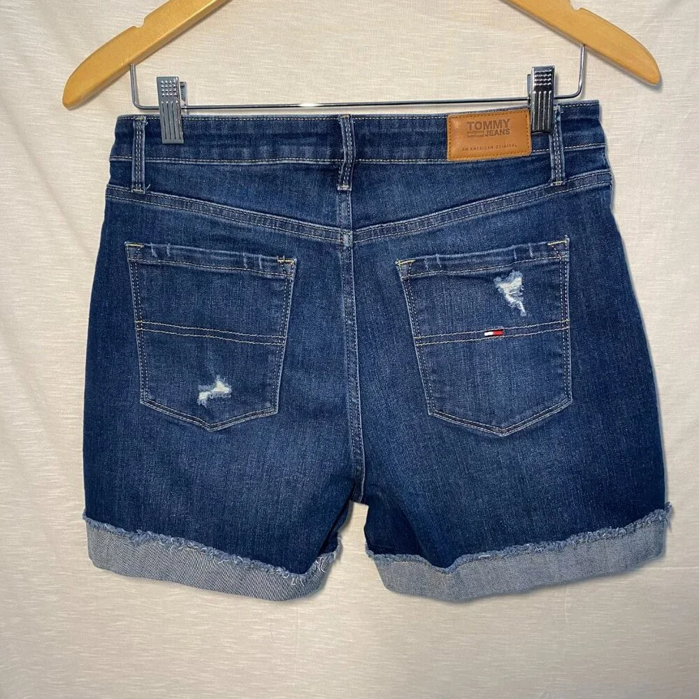 Tommy Jeans Distressed Denim Shorts Size 30 With Raw Cuffed‎ Hem